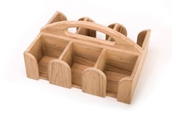 Teak draagbaar Mokkenrek met handvat - 29,5 x 22 x 15 cm